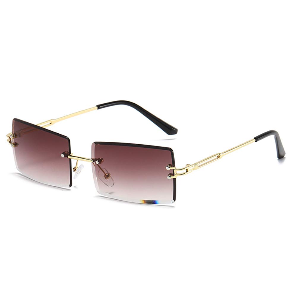 Lunettes de soleil rectangulaires sans monture ultra légères en lot de 7 couleurs rétro - 8