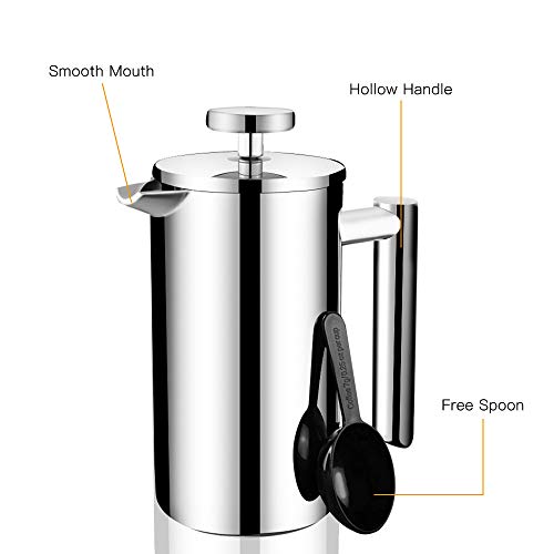 Máquina de café, Romacci Prensa Cafeteira de aço inoxidável Coador de café Pote Cafeteira portátil R