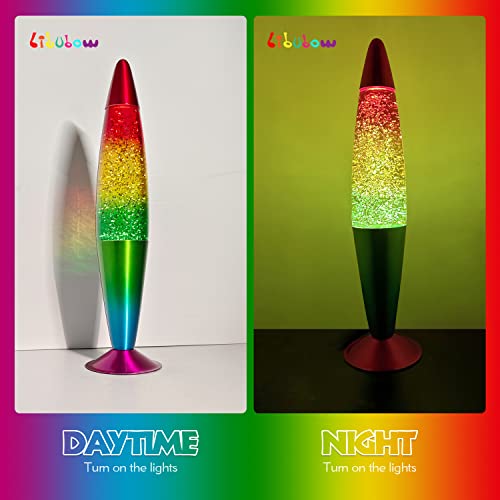 Image of 16 Inch Rainbow Glitter Lamp, 2 Bulbs,Sparkle Night Light, Relaxing Mood Lamp Home Decor Room Office Bedroom for Adults, Teens and Kids, Red Yellow Green