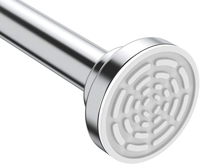 Shower Curtain Rod Tension Adjustable Curtain Rod–Rustproof 304 Stainless Steel Curtain Rod, Upgraded Anti-Slip Telescopic Spring Tension Curtain Rod, No Drilling Extendable Pole (105-170cm)