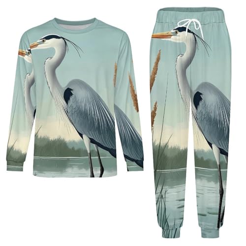 Blue Heron Pajama Set Long Sleeve Lounge Sets Sleepwear 2 Pjs Nightwear for Men Women3