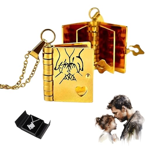 For Daughter - My Incredible Daughter Book Necklace,To my daughter book necklace,To My Daughter from Mom and Dad,Adjustable Silver 18k Gold Book Necklaces with 6 Pages