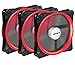 upHere Halo Ring Led 140mm case Fan 3 Pack Hydraulic Bearing Quiet Cooling case Fan for Computer Mirage Color LED Fan 3 pin with Anti Vibration Rubber Pads(Red) 14CMR3-3