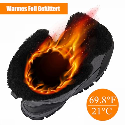 SHULOOK Winterstiefel Herren Wasserdicht Warm Gefüttert Winterschuhe Herren Schneestiefelrutschfeste Hohe Wanderschuhe Outdoor Schuhe Winter für Wandern Arbeiten Camping (Grau EU 43)