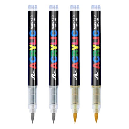 OUDQFCJ 4 Stück Weiß Textilstifte Gold Textilstifte Waschmaschinenfest Weicher Stift 1-5mm Textilmarker Lichtecht und Wasserfeste Stifte Textilfarbe Permanent Stoffmalstifte für T-Shirt