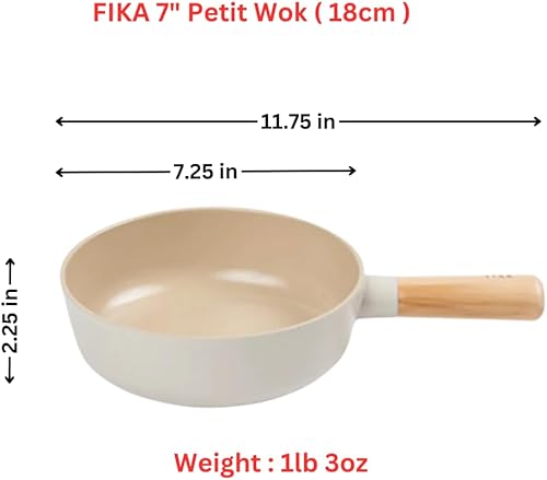 Miniatura 2 de FIKA - Mini wok de 7 pulgadas con mango de madera, utensilios de cocina compatibles con inducción para todas las estufas, sartén de revestimiento de
