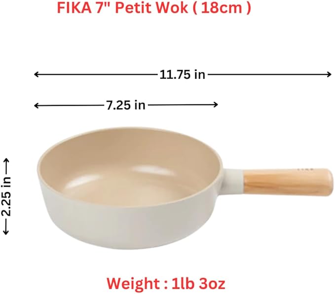 Mini Wok FIKA 18 cm con Mango de Madera, Antiadherente, Inducción miniatura 3