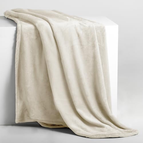 DecoKing Couverture Polaire 70 x 150 cm Plaid Doux en Microfibre pour Lits Canapés Chaises et Divans Style Scandinave Chaude Légère et pour Toutes Les Saisons Crème Mic – vue 2