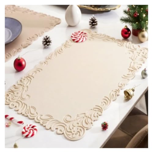 Napperons de cuisine haut de gamme texture crème et finitions DFB Red