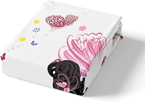 Loussiesd Butterfly Bedding Set Girls Butterfly Print Bedding Double Children Teenagers Women Pink Flower Fairy Duvet Cover Set Flower Branches Room Decoration Breathable Microfiber - Image 3