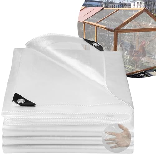Clear Tarpaulin Waterproof Heavy Duty: 2m x 3m 130GSM Tear-Resistant PE Tarp with Reinforced Grommets - UV Protected Cover for Garden Pergola Ground & Chicken Coop