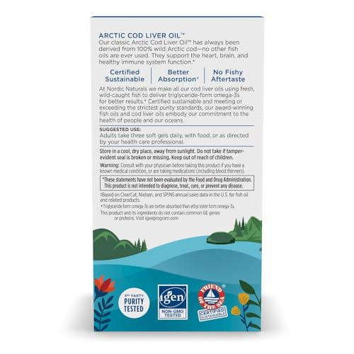 image for Nordic Naturals Arctic Cod Liver Oil, Lemon - 180 Soft Gels - 750 mg T