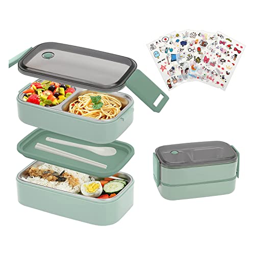 CHAMEEN Bento - Caja de almuerzo con compartimentos, fiambrera para niños, fiambrera para adultos, para la escuela, trabajo, universidad, pícnic, ensalada, para microondas, lavavajillas