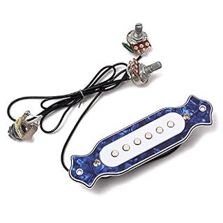 Alnicov Micro magnétique avec trou sonore bleu avec boutons de volume de tonalité pour guitare acoustique ou électrique… – Image 2