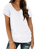AUTOMET Plus Size White Tshirts for Womens Summer Tops Short Sleeve Cotton Casual V Neck T Shirts Tees Tunic Blouse Trendy Comfy Clothes 2026 White 3XL