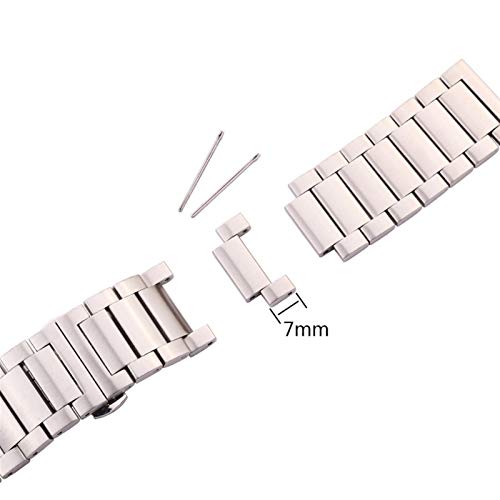 Correa de reloj de acero inoxidable y pulsera metálica plateada de extremo recto en 22mm 7