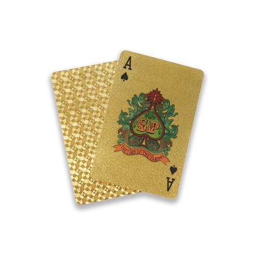 SirShop Gold Playing Cards 2 Pack Waterproof Plastic Playing Cards Card Games for Party Pool Beach Outdoor and Family Game Night