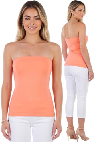 Image of ToBeInStyle Women's Cotton-Spandex Blend Stretchy Tube Top