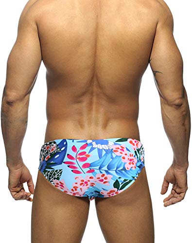 MIZOK Men's Ployester Swimsuit Bikini Briefs with Adjustable Drawstring3