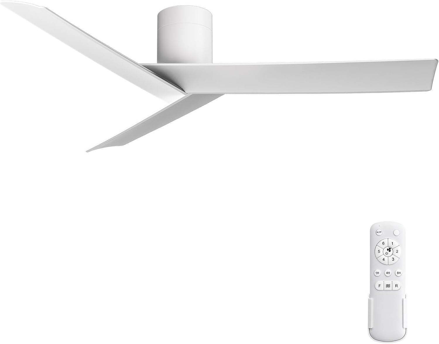 Modern Flush Mount Ceiling Fan No Light, 55" Matte White Low Profile Ceiling Fan Without Light, 3 ABS Blades, 6 Speed, Reversible DC Motor, Cool Hugger Fan for Kitchen, Bedroom, Living Room
