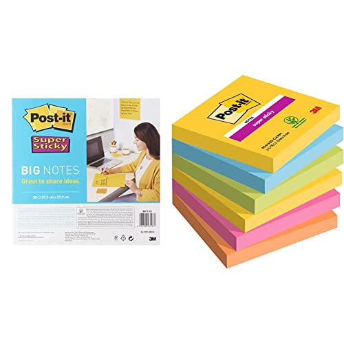 Post-it Super Sticky avec forte adhérence et blocs notes repositionnables Carnival