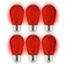 Diodesy LED S14 String Light Bulb, 2 Watts (25W Equivalent), Medium E26 Base, Party Decoration, Holiday Lighting, Transparent, Dimmable, UL Listed, Red, 6 Count
