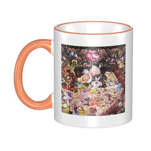 不思議の国のアリス マグカップ 保温・保冷 電子レンジ対応 コーヒーカップ 陶器 セラミック 耐高温 軽量 個性人気 誕生日プレゼント大容量 Orange