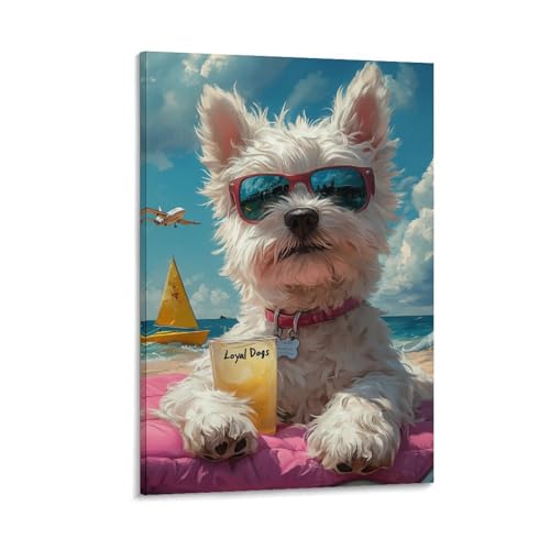 Toile Westie decoration murale haut de gamme peinture salon chambre 40x60