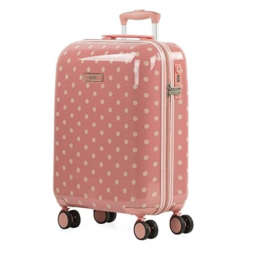 SKPAT - Maleta Cabina Juvenil de Viaje Estampada. Tolley 4 Ruedas Dobles. Candado TSA. Cómoda, Ligera y Resistente. Apta para Vuelos Low Cost 132350, Color Coral