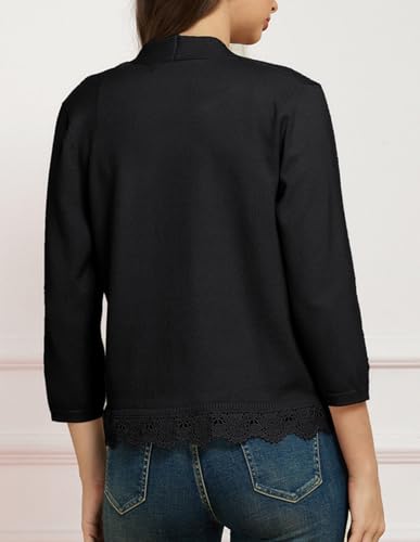 GRACE KARIN Women 3/4 Sleeve Cropped Cardigan Open Front V Neck Lace Lightweight Bolero Short Shrugs 2025 Summer2