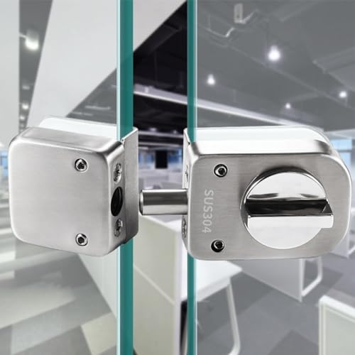 Cerradura de puerta de vidrio de acero inoxidable, pernos individuales sin perforación, cerradura de puerta de control deslizante, cerradura de puerta de vidrio doble para puerta de 8-12 mm de grosor