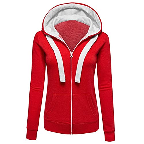 Sweat à capuche épais femme de couleur unie avec poches et cordon de serrage