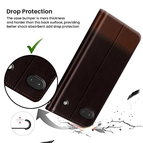 Image of FLIPPED Vegan Leather Flip Case Back Cover for Google Pixel 6A (Flexible, Shock Proof | Hand Stitched Leather Finish | Card Pockets Wallet & Stand | Coffee with Brown)