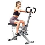 SogesGame Máquina de sentadillas y remo 2 en 1 con banda de resistencia, máquina de sentadillas asistida resistente para gimnasio en casa, entrenador abdominal, equipo de fitness plegable para