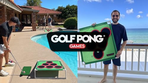 image for Golf Pong – Backyard Golf Game with 16 Chipping Velcro Balls & Mat, 
