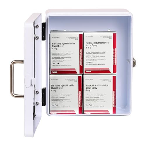 Image of Outdoor Naloxone Overdose Emergency Kit Cabinet - 100% Waterproof, Wall Mount - Includes Emergency Sign (No Alarm or Lock, White)