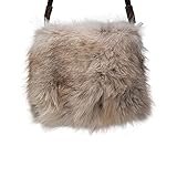 Colore Beige Borsa Pelosetta in Pelo di Volpe per Donna  Vera Pelle Made in Italy  Colore Beige