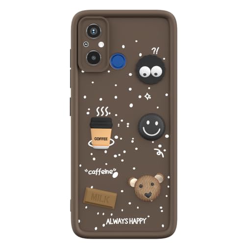 Image of Outlouders Back Cover for Redmi 12C 4G | 3D Cartoon Bear Cute Fun Silicone Full Body Protection Bumper Case (Brown)