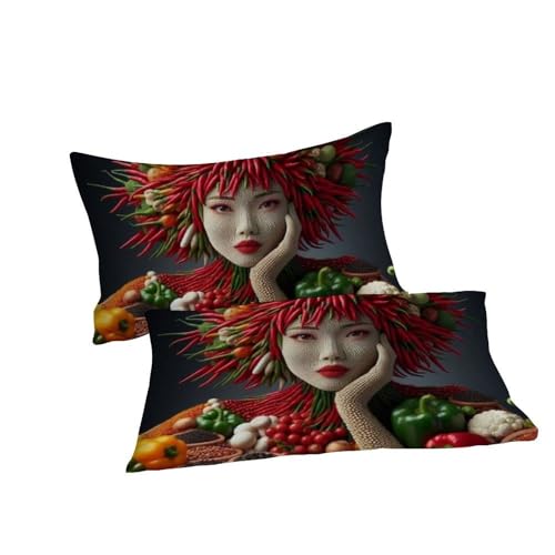 Housse de couette King 220x240cm poivrons microfibre imprimé 3D