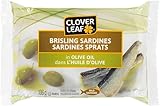 Clover Leaf Brisling Sardines in Olive Oil - 106g, 12 Count - Canned Sardines - Canned Fish - Excellent Source Of Protein, 16g Per 80g Serving Drained - Source Of Omega-3, Iron, Vitamin D, Calcium