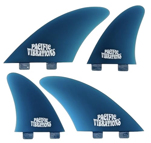 PACIFIC VIBRATIONS fits FCS Controllers Template Surfboard FINS 4 Quad fin Set Fiberglass Color Blue