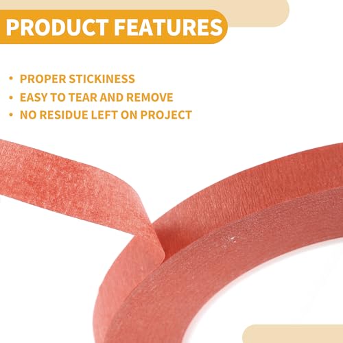 Image of 1 Pc Painters Tape Masking Master Tape Easy Removal Red 5000x1.2x0.01cm / 54.68 Yards x 0.47 Inches x 140um