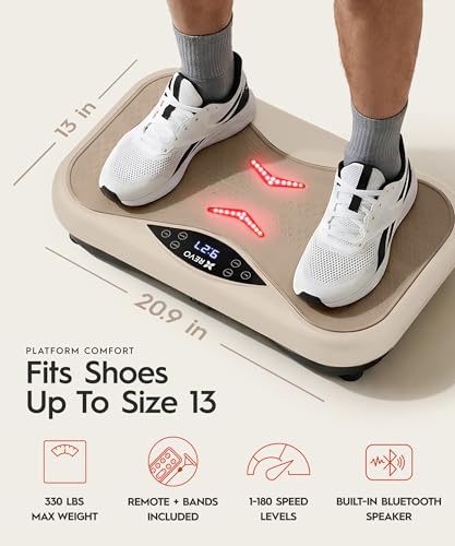 REVO Wave Board with Red Light Therapy | Vibration Plate for Lymphatic Drainage with Bluetooth Speakers, Resistance Bands, Remote | Exercise Machine for Full Body Workout Platform | 330 Lbs Capacity - Thumbnail 2