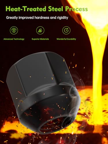 Image of AUTOPTIM M14x1.5 Open End Lug Nuts - 20 Pcs Black Conical Seat Nuts