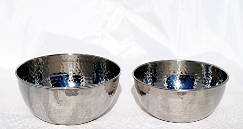 Set de 2 tazones de acero inoxidable martillado 7" y 8" miniatura 3
