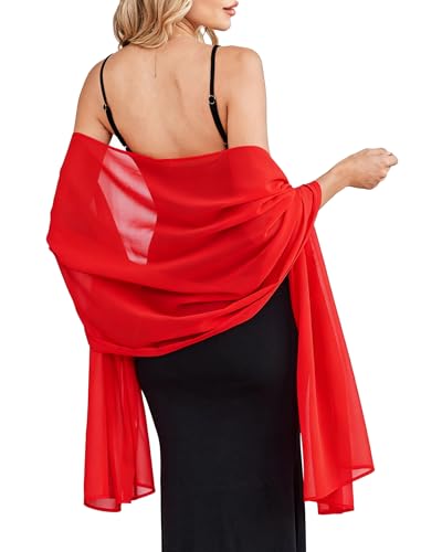 Avidlove Shawls and Wraps for Evening Dresses Sheer Shawl Rave Scarf Formal Evening Party Women Accessory Red