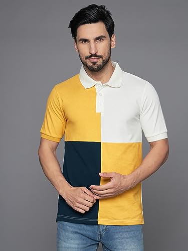 Image of THE DRY STATE Men's Basic Fit Textured Stand Collar Henely T-Shirt