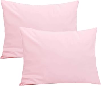 Organic Cotton Toddler Pillowcase 2 Pack, 14x20 Travel Pillow Case Cover, Soft & Breathable Small Pillow Case for Babies Girls, Fits Pillows sizesd 13 x 18 or 12x 16 for Kids Bedding Pillow Cover
