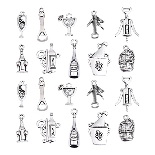 DanLingJewelry Anhänger im tibetischen Stil aus Legierung für Schmuckherstellung in 10 Stilen, Wein, Cocktail, Bierfass, Flaschenöffner, 100 Stück Cover