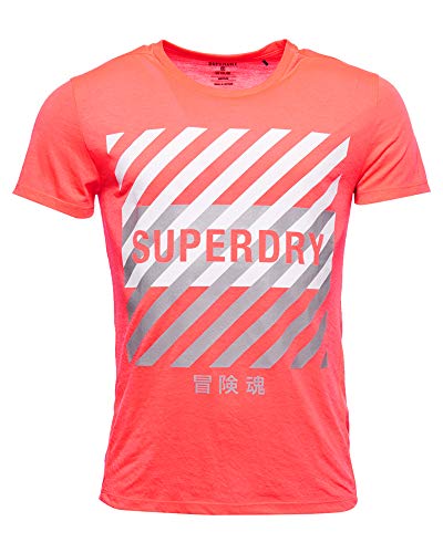 Superdry Mens Training Coresport Graphic T-Shirt Neon Red Size XL